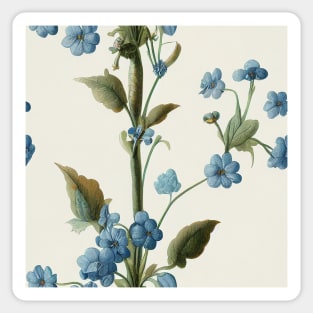 Vintage Floral Romantic Blue Forget Me Not Flower Design Sticker